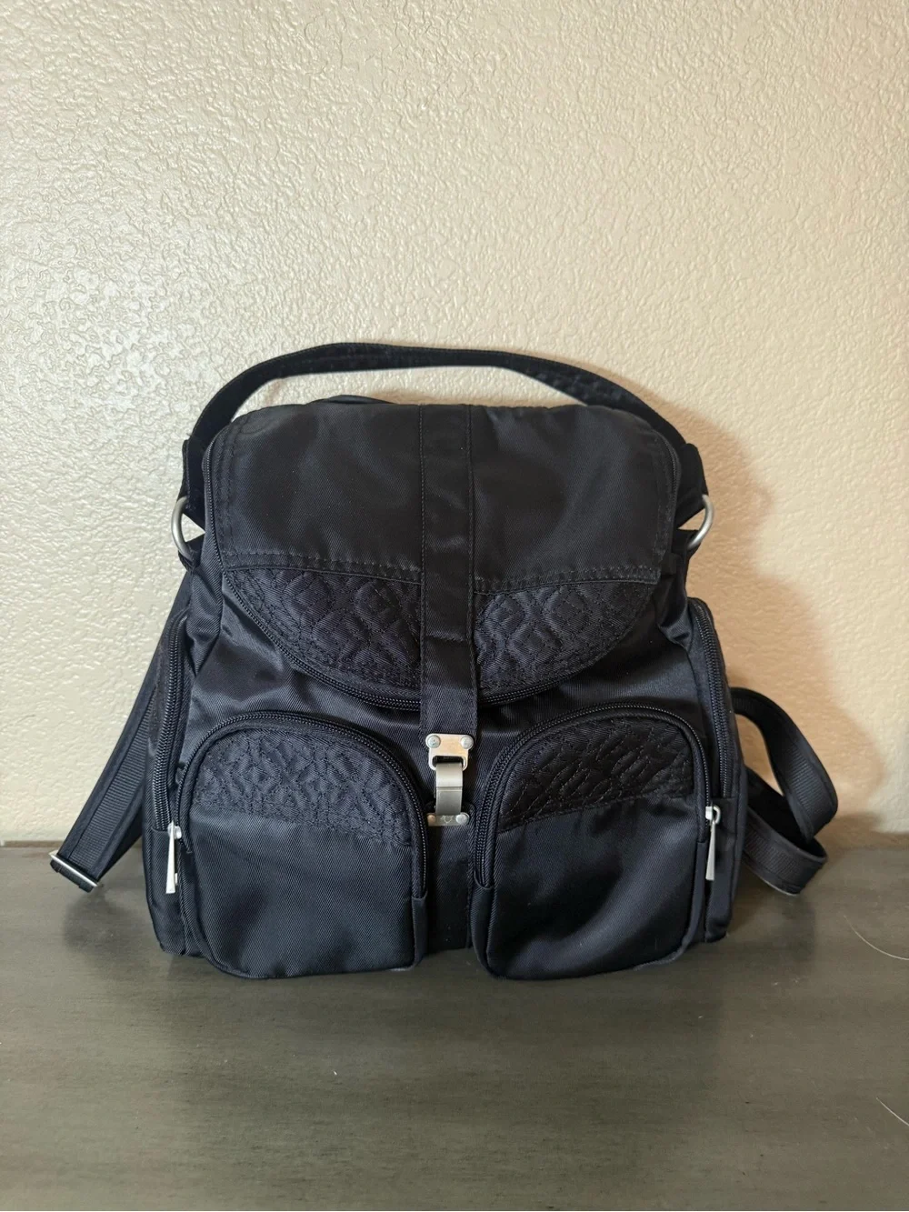Travelon Anti-Theft Convertible Backpack Black Travel Purse RFID Organizer